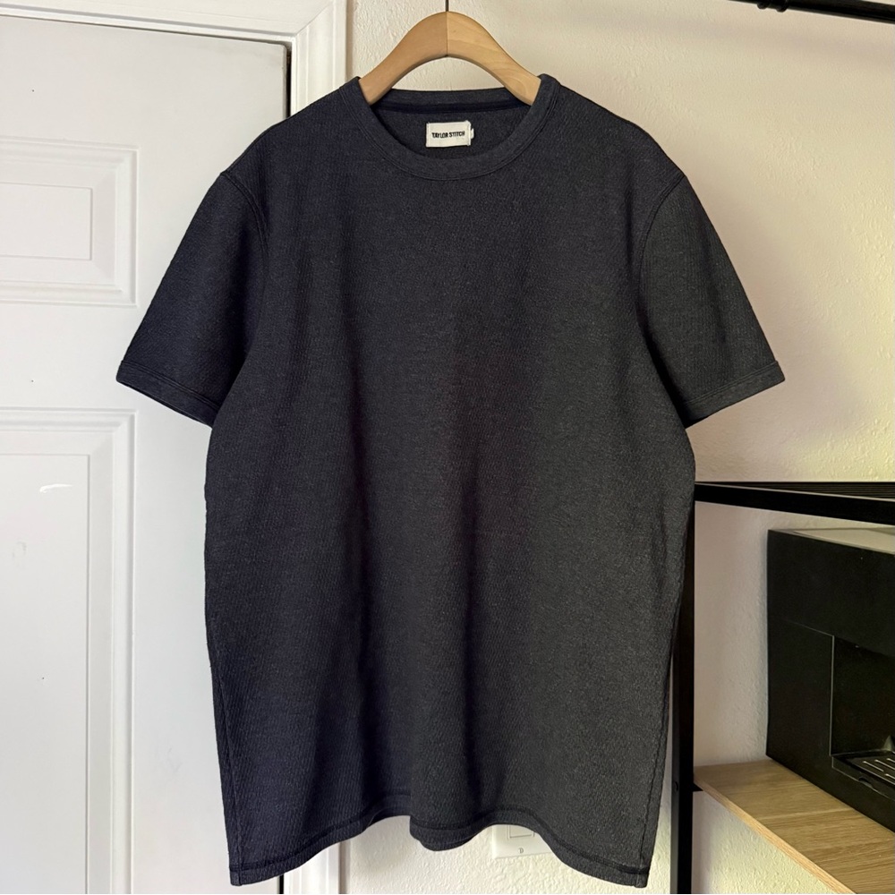 TAYLOR STITCH grey chunky textured knit crew neck‎ oversized tee t-shirt